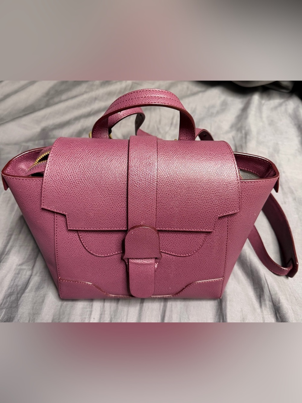 Senreve Midi Maestra in Pebbled Aubergine Leather Convertible Backpack